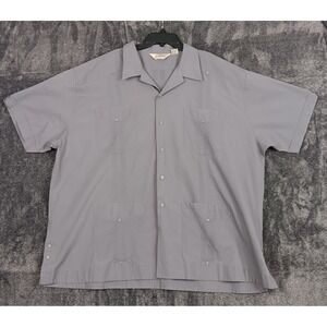 Vintage Supreme Gray‎ Guayabera 4 Pocket Camp Shirt Men's 3X